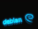 DEBIAN splashscreen blue neon logo 04